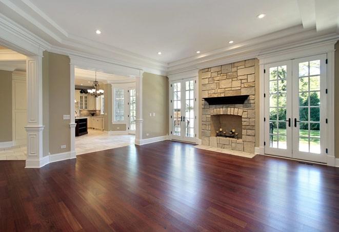 classic herringbone-patterned hardwood flooring